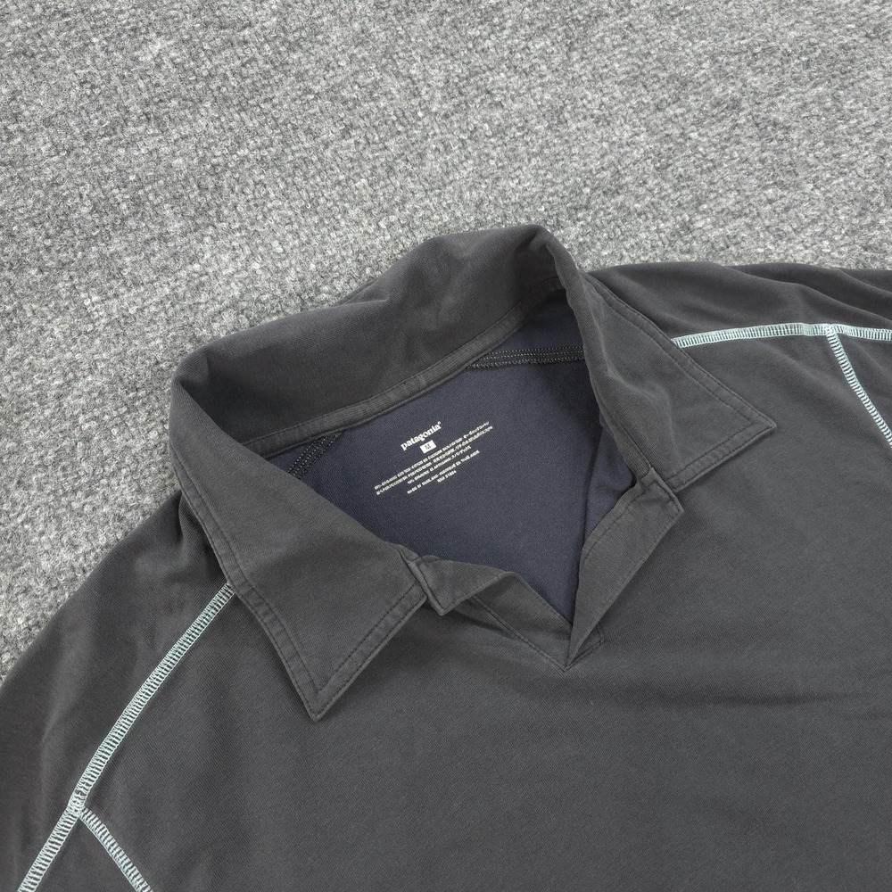 Patagonia Polo Shirt Mens M‎ Gray Organic Cotton Stretch Performance Hiking